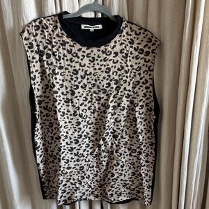 Alexander McQueen Black and Tan Animal Print Muscle Tee